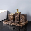 Modern emperador dark marble bathroom set with chrome accents