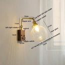 Modern etched glass copper led wall lights bedroom sconce