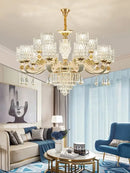 Modern european gold crystal ceiling chandelier living room
