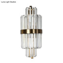 Modern faceted crystal bronze wall light bedroom two lights