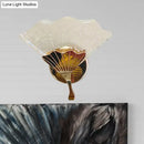 Modern fan gold led wall sconce lamp with bubble crystal bedroom