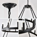 Modern Farmhouse Chandelier with 2-Tier Wagon Wheel and 36 Lights