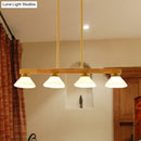 Modern farmhouse wooden cone linear pendant light kitchen island