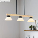 Modern farmhouse wooden cone linear pendant light kitchen island