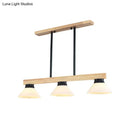 Modern farmhouse wooden cone linear pendant light kitchen island