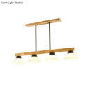 Modern farmhouse wooden cone linear pendant light kitchen island