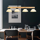 Modern farmhouse wooden cone linear pendant light kitchen island