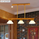 Modern farmhouse wooden cone linear pendant light kitchen island