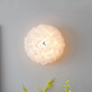 Modern feather material wall light grey & white bedroom sconce