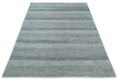 8x10 Hand Knotted Modern Geometric Trellis Scandinavian Blue, Ivory and Silver Wool Area Rug | TRDCP938810