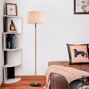 Modern Floor Lamp with Beige Fabric Shade for Living Room & Bedroom