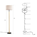 Modern Floor Lamp with Beige Fabric Shade for Living Room & Bedroom