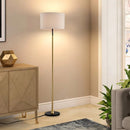 Modern Floor Lamp with Beige Fabric Shade for Living Room & Bedroom