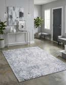 Modern Floral Silver And Ivory Hand Loom Viscose 5x8 Area Rug