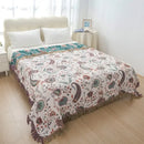 Modern floral teal & cream cooling cotton blanket bedroom throw