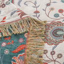 Modern floral teal & cream cooling cotton blanket bedroom throw