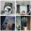 Modern floral teal glass ball pendant light – dining room kitchen