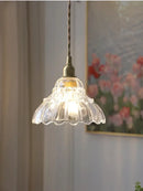 Modern fluted brass glass pendant light for dining room