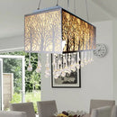 Modern forest pattern amber & white island light with waterdrop crystal