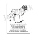 Modern framed black & white dog breed poster set bedroom wall decor