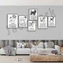 Modern framed black & white dog breed poster set bedroom wall decor