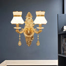 DecorBites™ Modern Frosted Glass Bell Shade Wall Sconce with Gold Carved Backplate