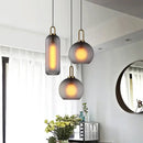 Modern frosted gray glass ball pendant light dining room set