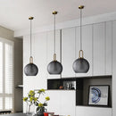 Modern frosted gray glass ball pendant light dining room set