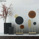 Modern geometric alloy marble base statue living room home decor