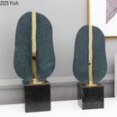 Modern geometric alloy marble base statue living room home decor
