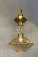 Modern geometric amber & clear glass chandelier dining room light