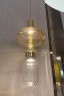 Modern geometric amber & clear glass chandelier dining room light