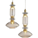 Modern geometric amber & clear glass chandelier dining room light