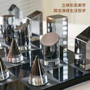 Modern geometric amber & silver chess set living room home decor