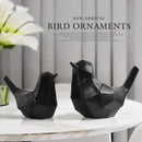 Modern geometric black couple birds resin figurines living room decor