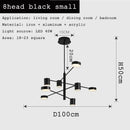Modern geometric black gold white led chandelier for living room