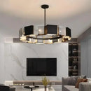 Modern geometric black metal loft led chandelier dining room light