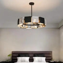 Modern geometric black metal loft led chandelier dining room light