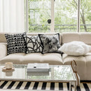 Modern geometric black & white embroidered pillow cover living room