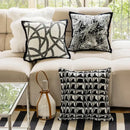 Modern geometric black & white embroidered pillow cover living room