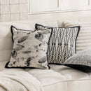 Modern geometric black & white embroidered pillow cover living room