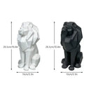 Modern geometric black & white lion resin art statue office decor