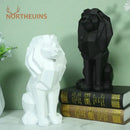 Modern geometric black & white lion resin art statue office decor