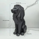 Modern geometric black & white lion resin art statue office decor