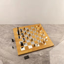 Modern geometric block chess set gold & black living room decor