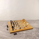 Modern geometric block chess set gold & black living room decor