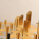 Modern geometric block chess set gold & black living room decor