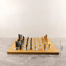 Modern geometric block chess set gold & black living room decor