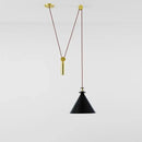 Modern geometric brass & black glass pendant light dining room