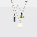 Modern geometric brass & black glass pendant light dining room